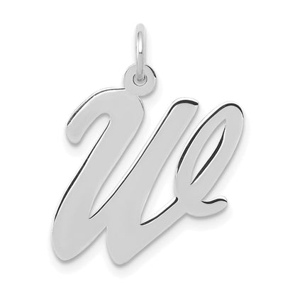 14K Weißgold 14K Weißgold Groß Schreibschrift Buchstabe W Initiale Charm