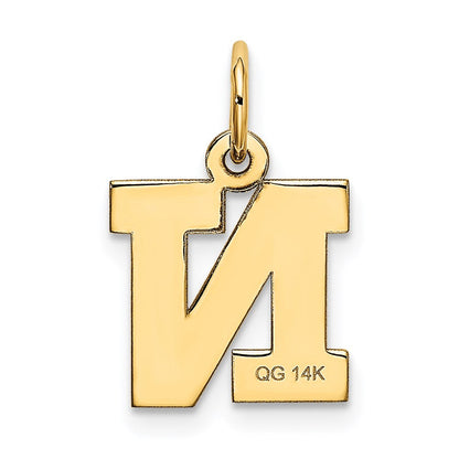 14K Gelbgold 14K Klein Block Buchstabe N Initiale Charm