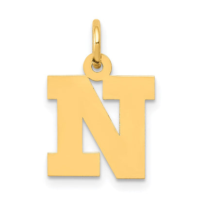 14K Gelbgold 14K Klein Block Buchstabe N Initiale Charm