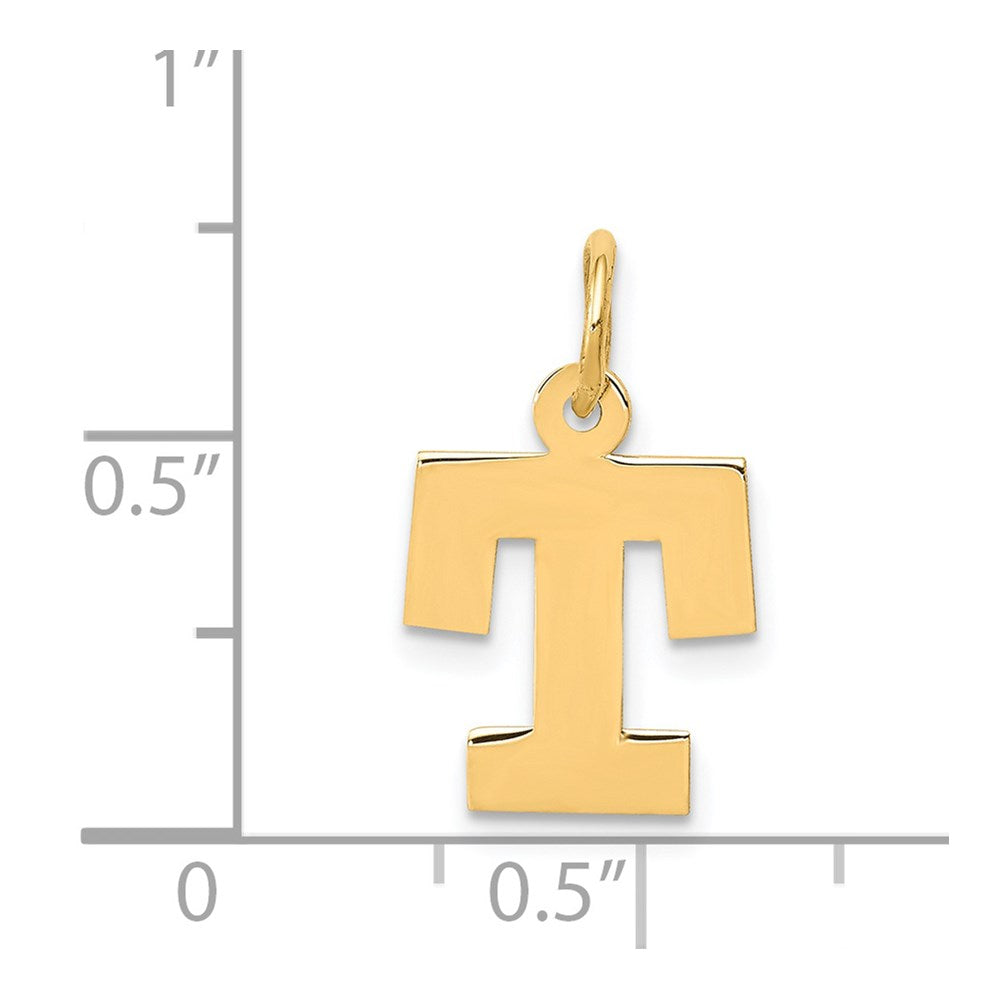 14K Gelbgold 14K Klein Block Buchstabe T Initiale Charm