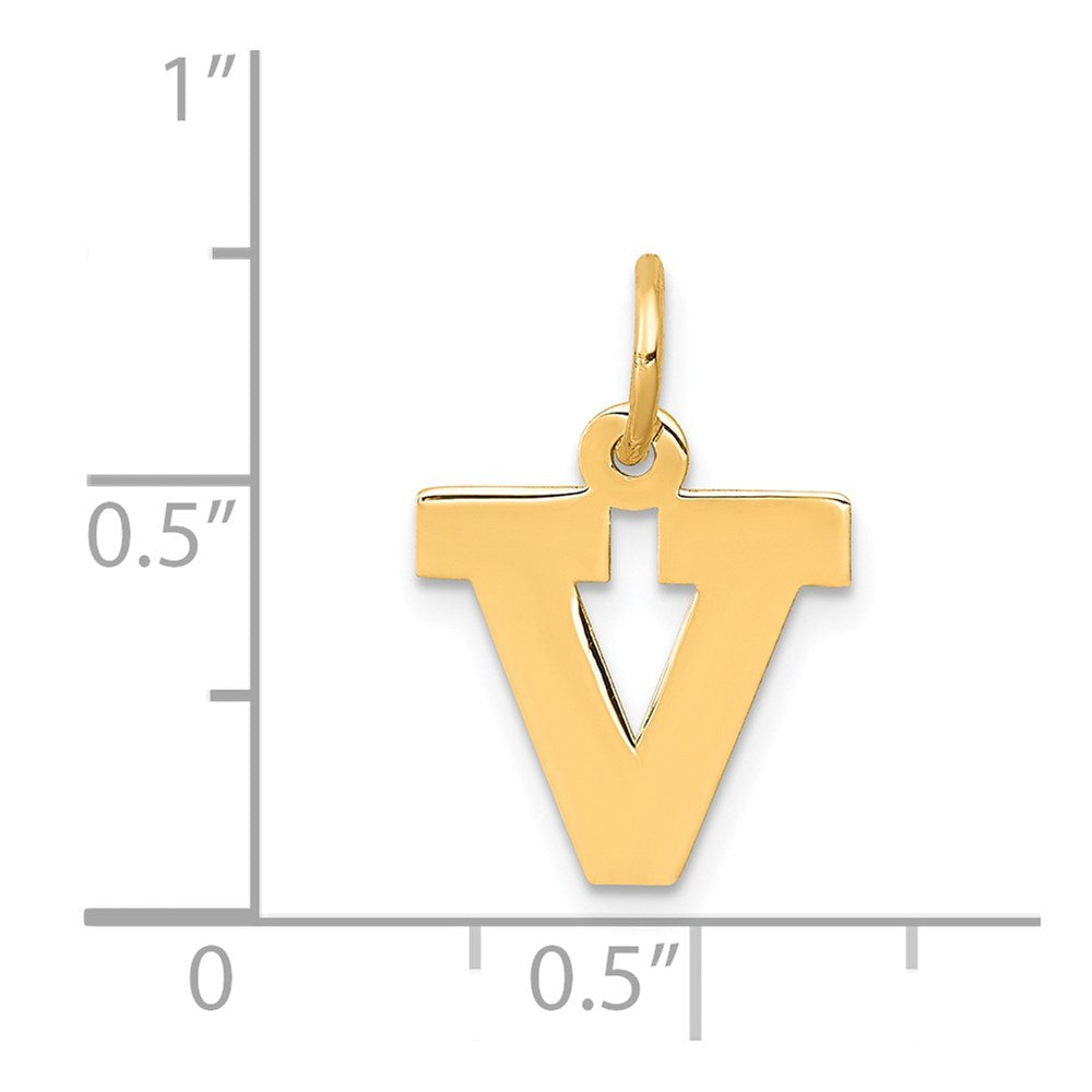 14K Gelbgold 14K Klein Block Buchstabe V Initiale Charm