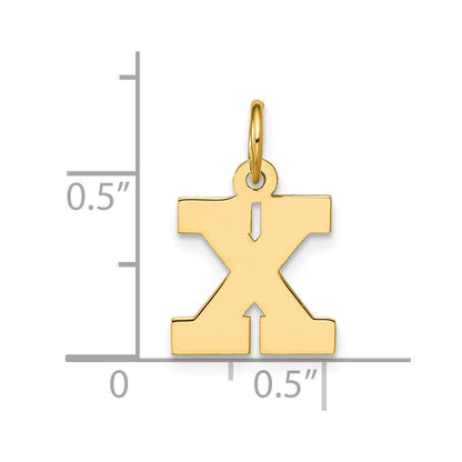 14K Gelbgold Klein Block Initiale X Charm