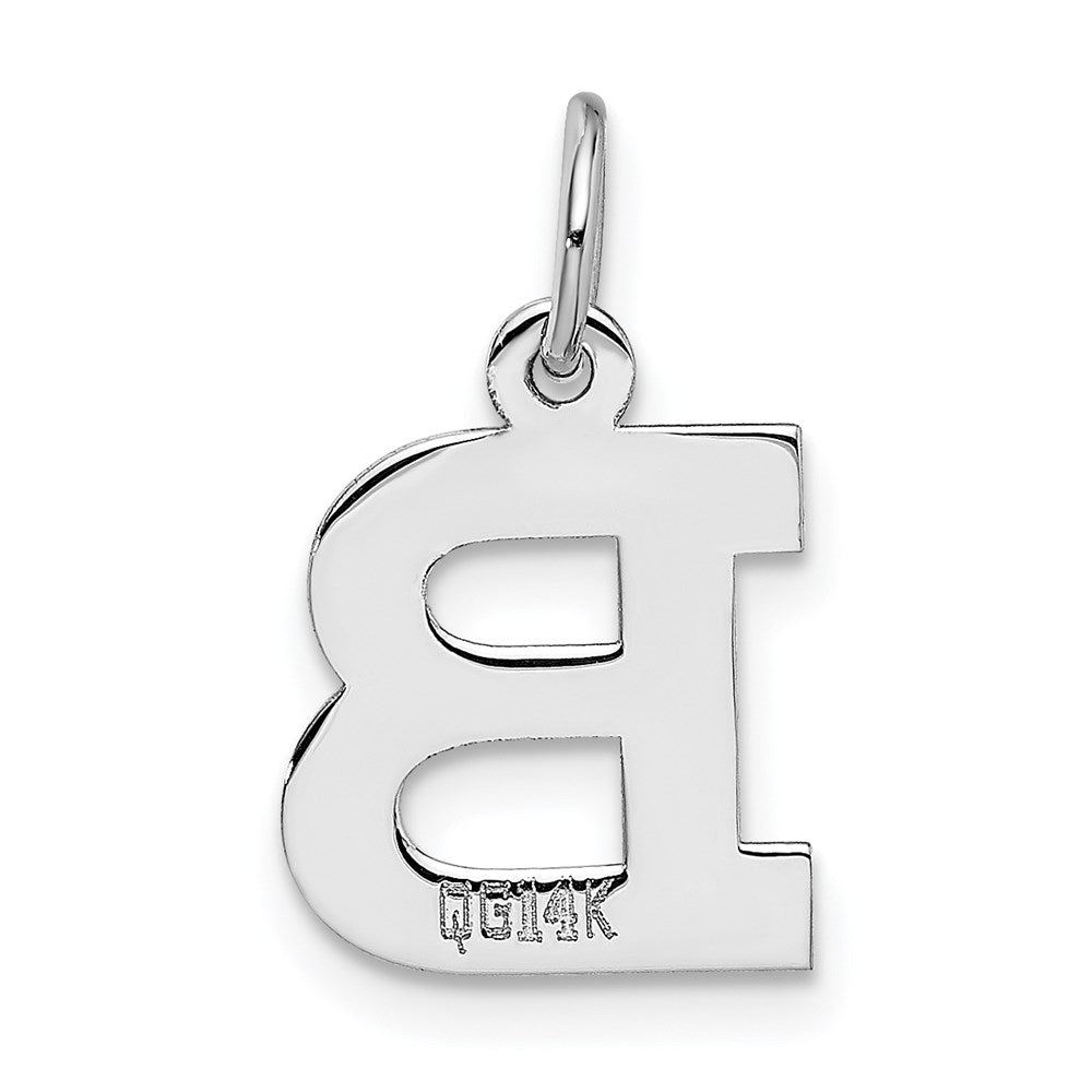 14K Weißgold 14kw Klein Block Buchstabe B Initiale Charm