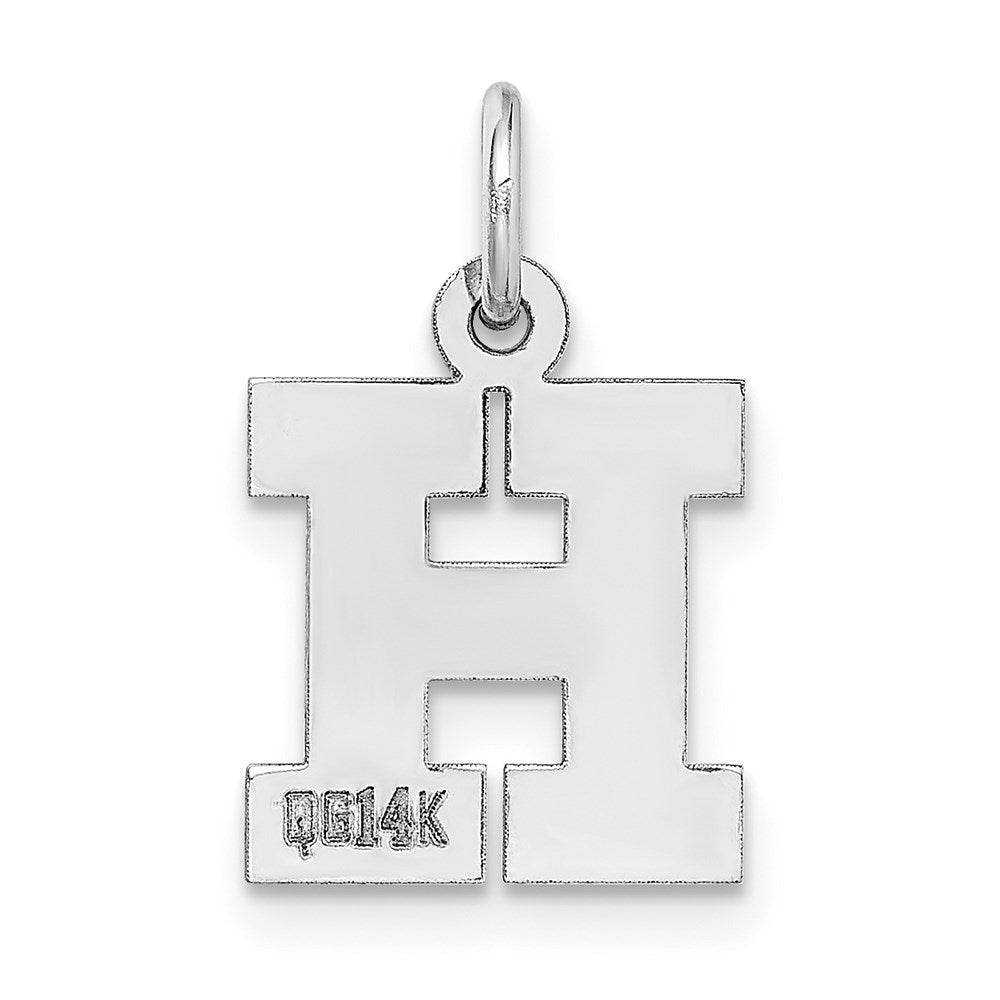 14K Weißgold 14kw Klein Block Buchstabe H Initiale Charm