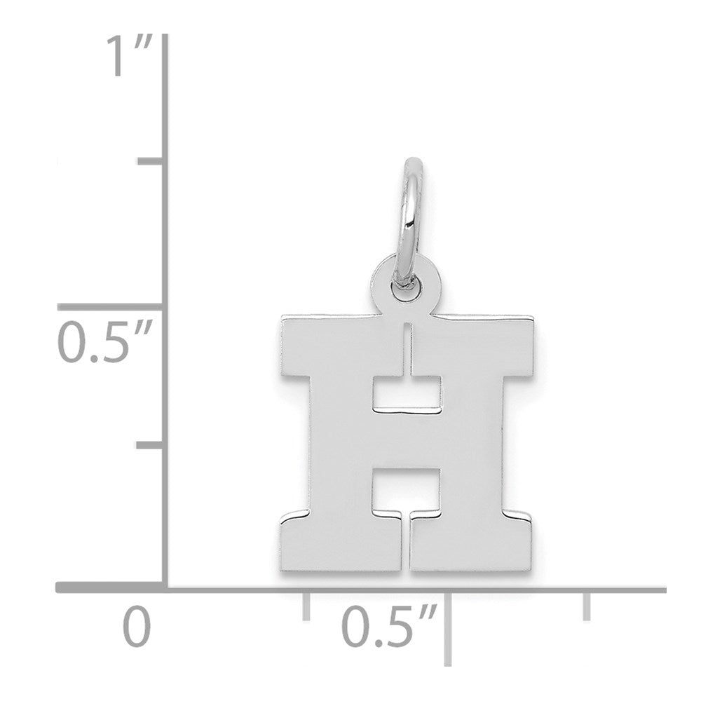 14K Weißgold 14kw Klein Block Buchstabe H Initiale Charm