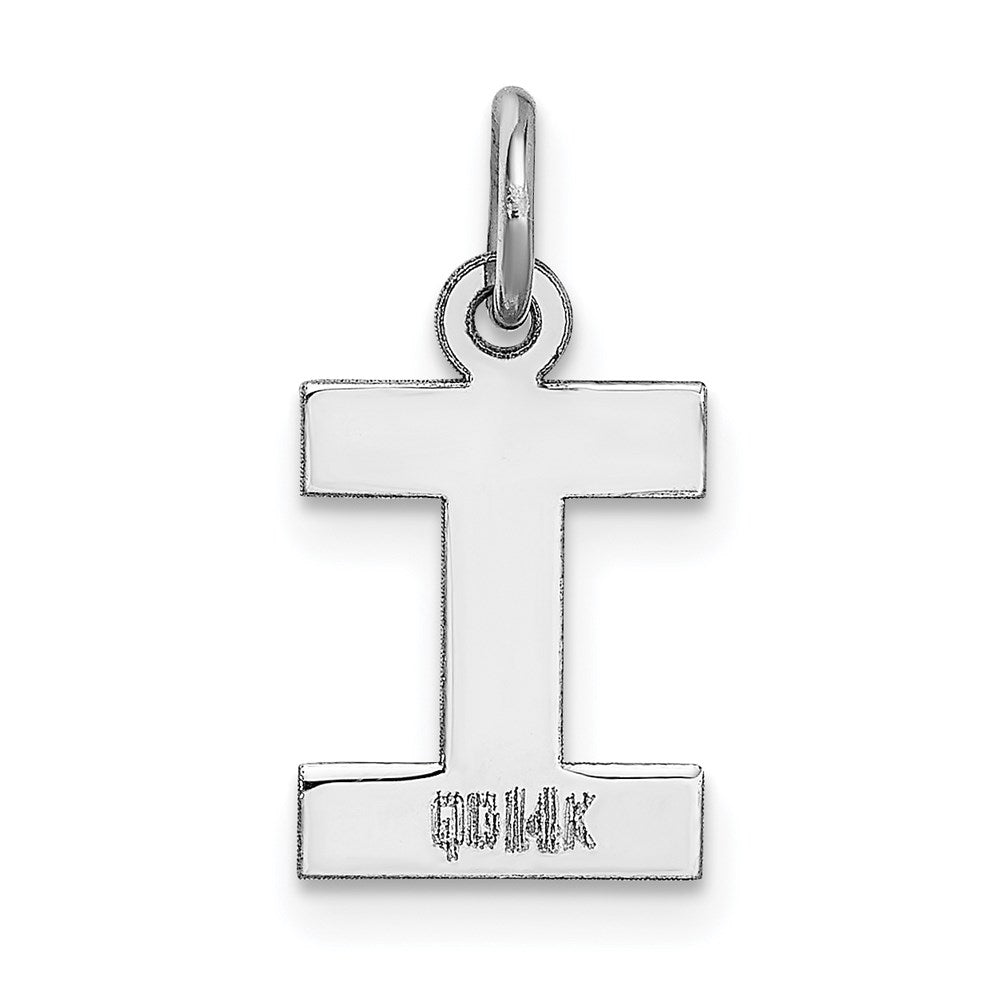 14K Weißgold 14kw Klein Block Buchstabe I Initiale Charm