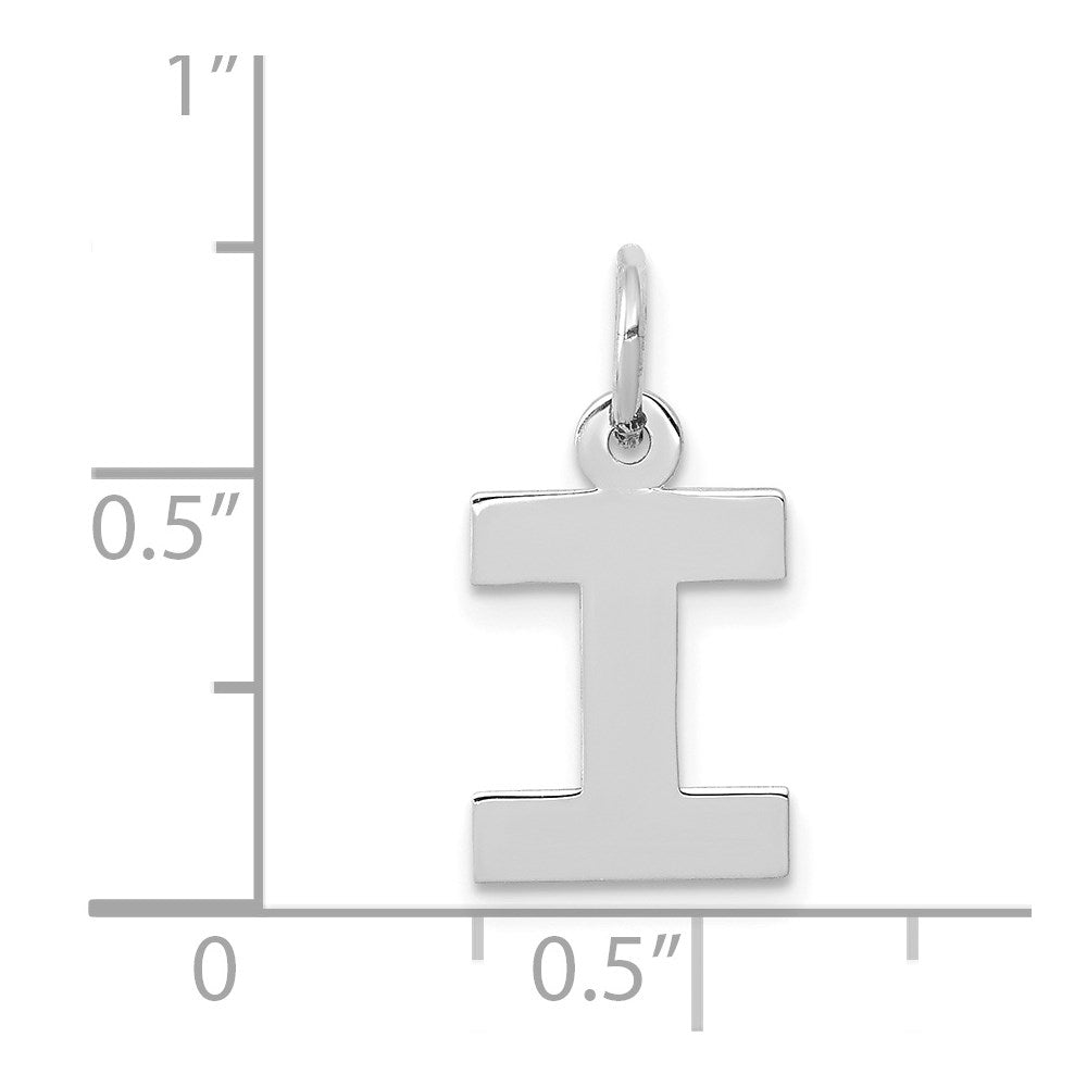 14K Weißgold 14kw Klein Block Buchstabe I Initiale Charm