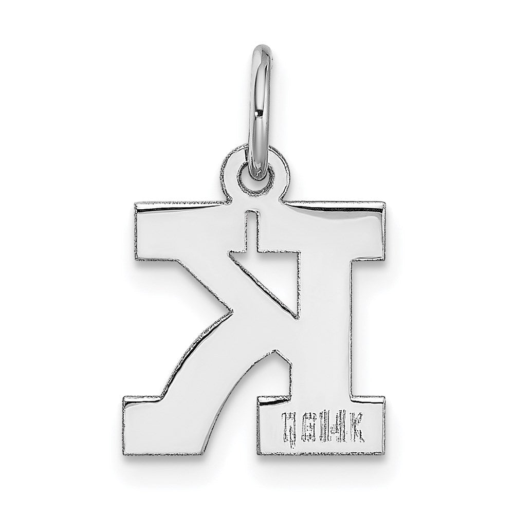 14K Weißgold 14kw Klein Block Buchstabe K Initiale Charm