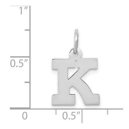 14K Weißgold 14kw Klein Block Buchstabe K Initiale Charm