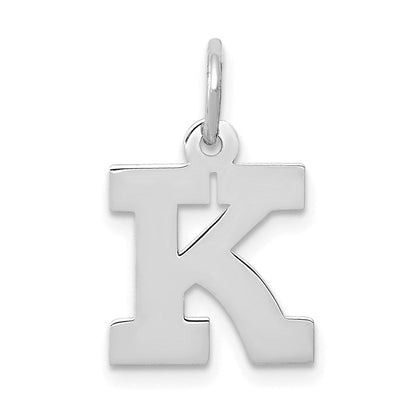 14K Weißgold 14kw Klein Block Buchstabe K Initiale Charm