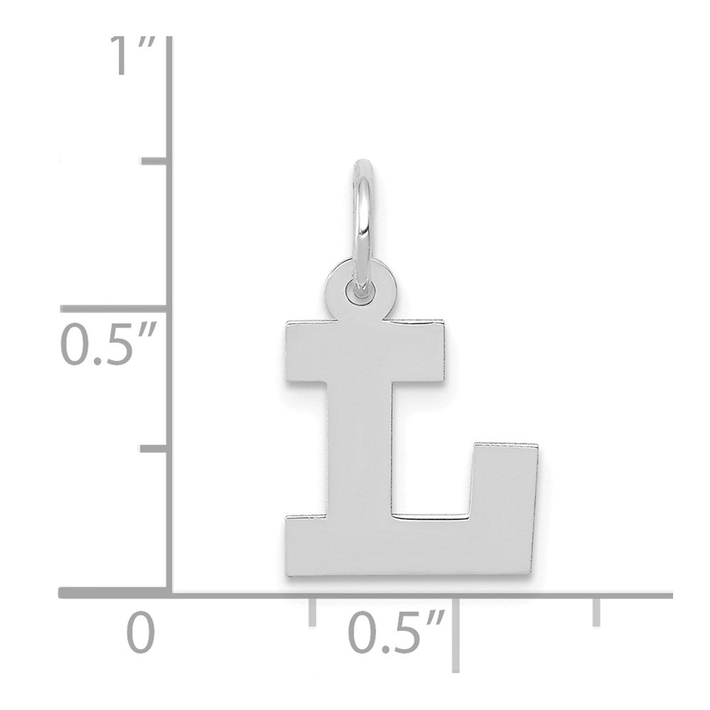 14K Weißgold 14kw Klein Block Buchstabe L Initiale Charm