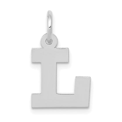 14K Weißgold 14kw Klein Block Buchstabe L Initiale Charm