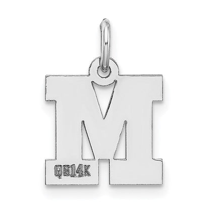 14K Weißgold 14kw Klein Block Buchstabe M Initiale Charm