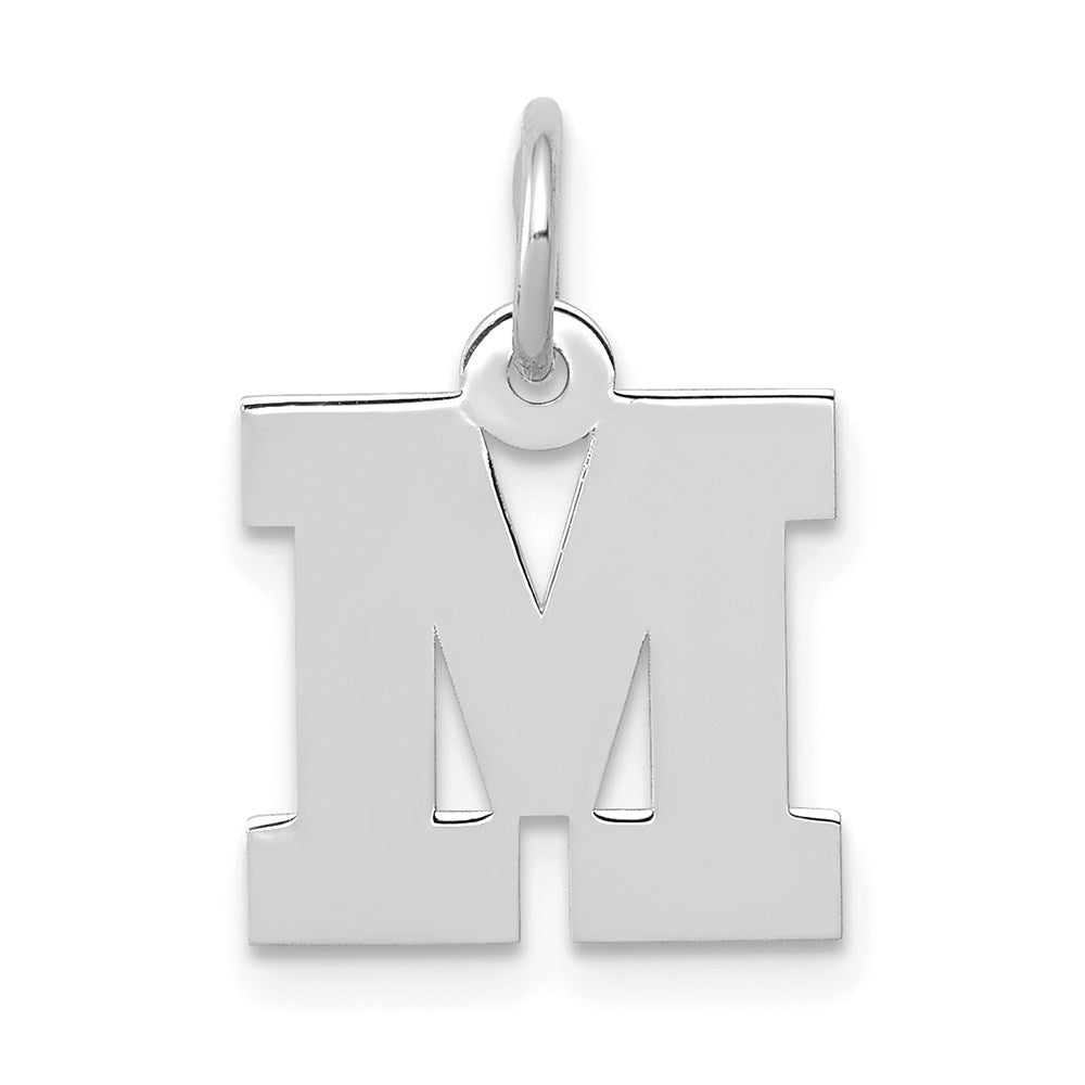 14K Weißgold 14kw Klein Block Buchstabe M Initiale Charm