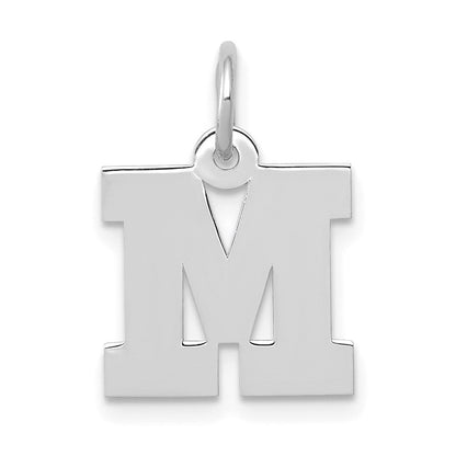 14K Weißgold 14kw Klein Block Buchstabe M Initiale Charm