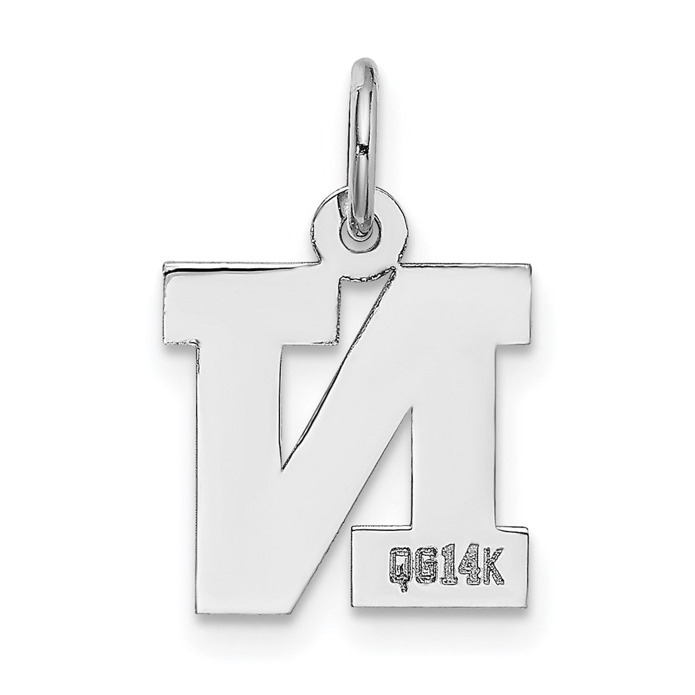 14K Weißgold 14kw Klein Block Buchstabe N Initiale Charm
