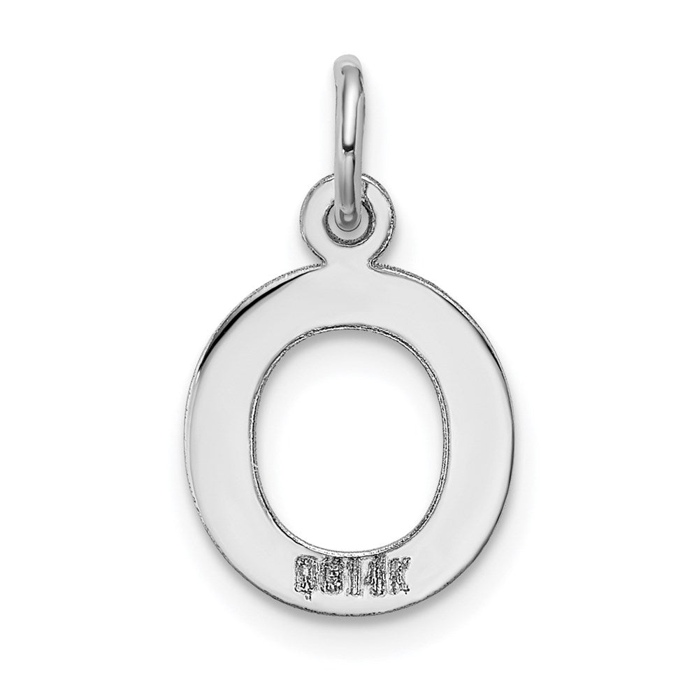14K Weißgold 14kw Klein Block Buchstabe O Initiale Charm