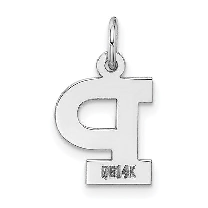 14K Weißgold 14kw Klein Block Buchstabe P Initiale Charm