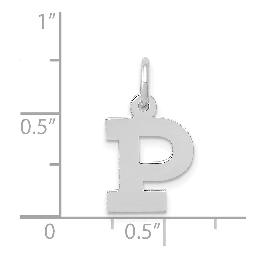 14K Weißgold 14kw Klein Block Buchstabe P Initiale Charm