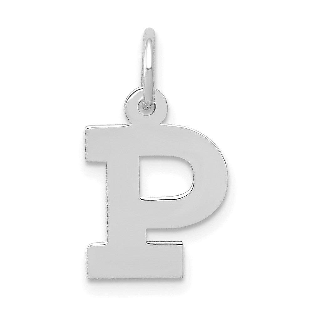 14K Weißgold 14kw Klein Block Buchstabe P Initiale Charm