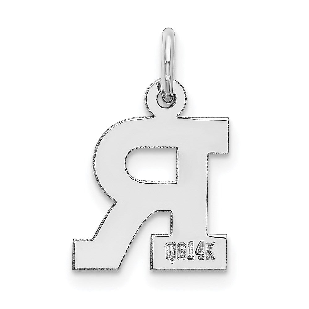 14K Weißgold 14kw Klein Block Buchstabe R Initiale Charm