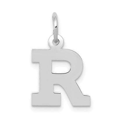 14K Weißgold 14kw Klein Block Buchstabe R Initiale Charm