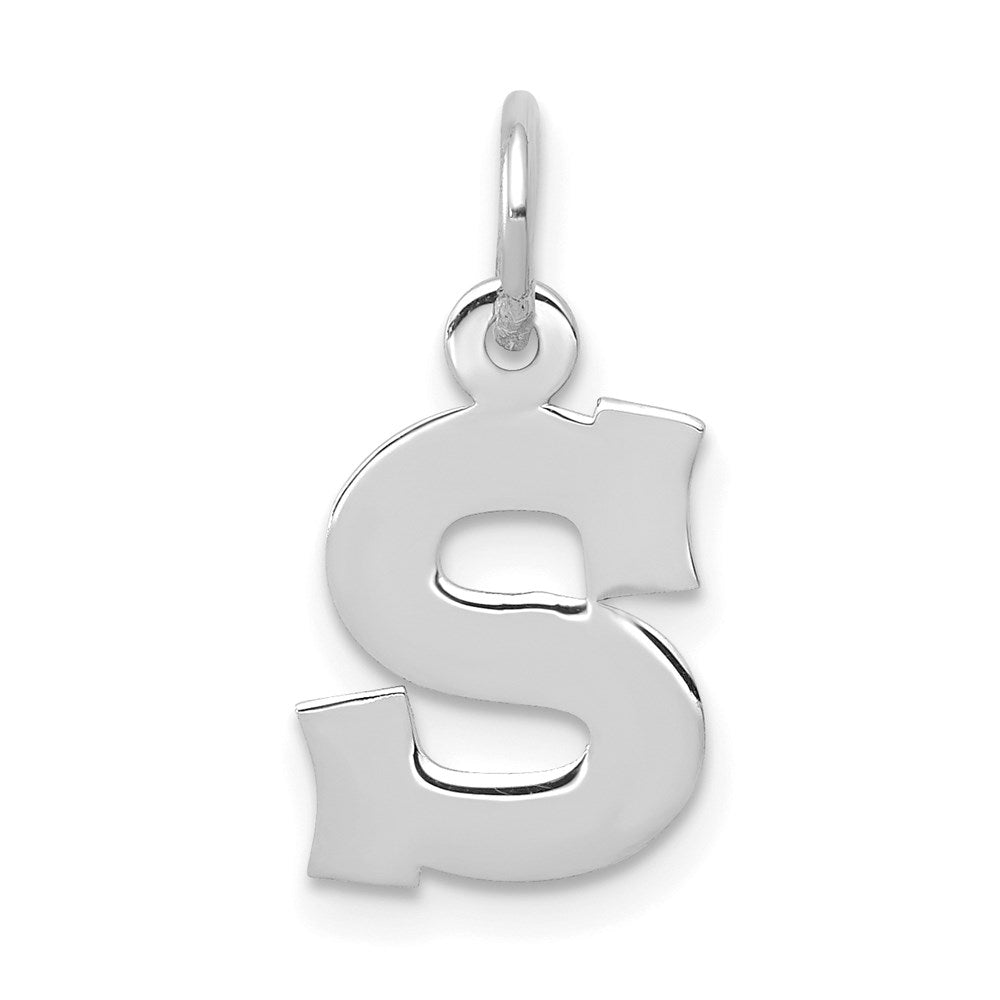 14K Weißgold 14kw Klein Block Buchstabe S Initiale Charm