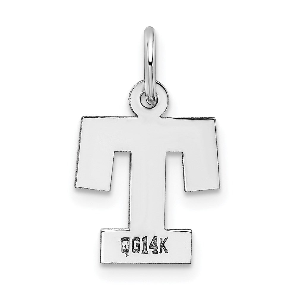 14K Weißgold 14kw Klein Block Buchstabe T Initiale Charm