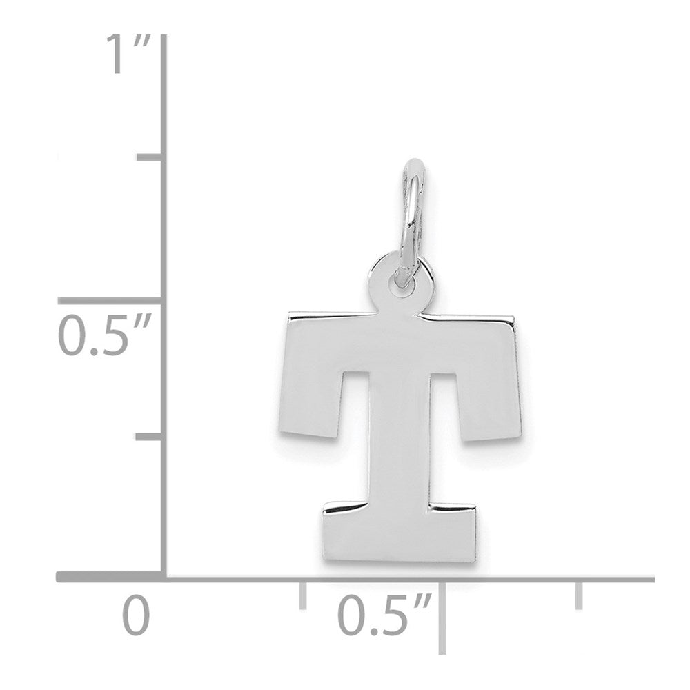 14K Weißgold 14kw Klein Block Buchstabe T Initiale Charm