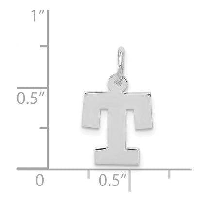 14K Weißgold 14kw Klein Block Buchstabe T Initiale Charm