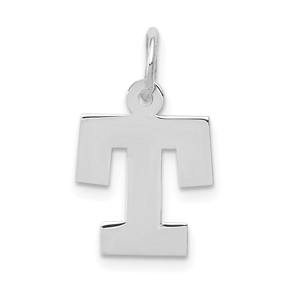 14K Weißgold 14kw Klein Block Buchstabe T Initiale Charm