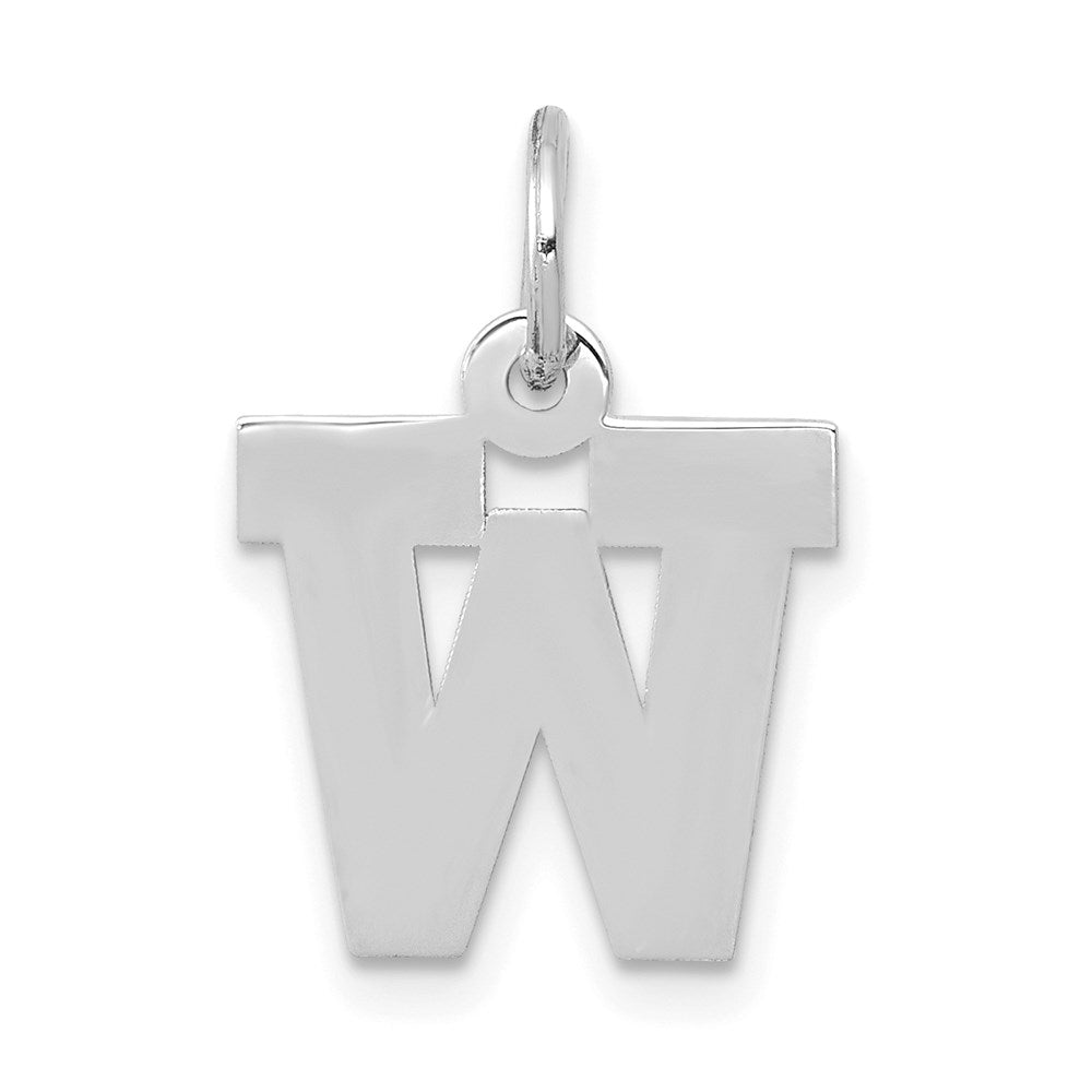 14K Weißgold 14kw Klein Block Buchstabe W Initiale Charm