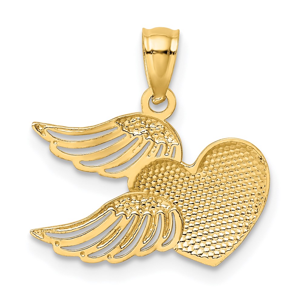 14K Gelb & Rhodium 14K und Weiß Rhodium Poliert Herz mit Flügel Anhänger