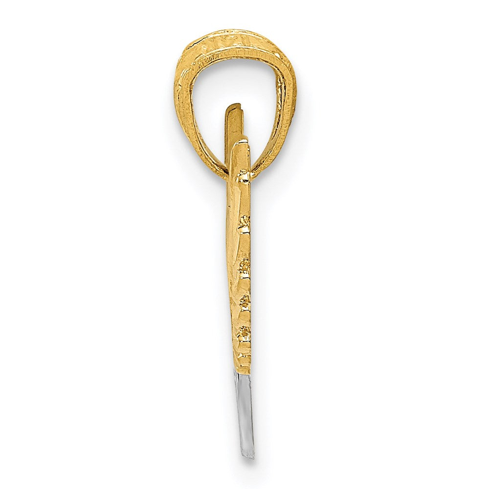 14K Gelb & Rhodium 14K und Weiß Rhodium Poliert Herzen mit Flügel Anhänger