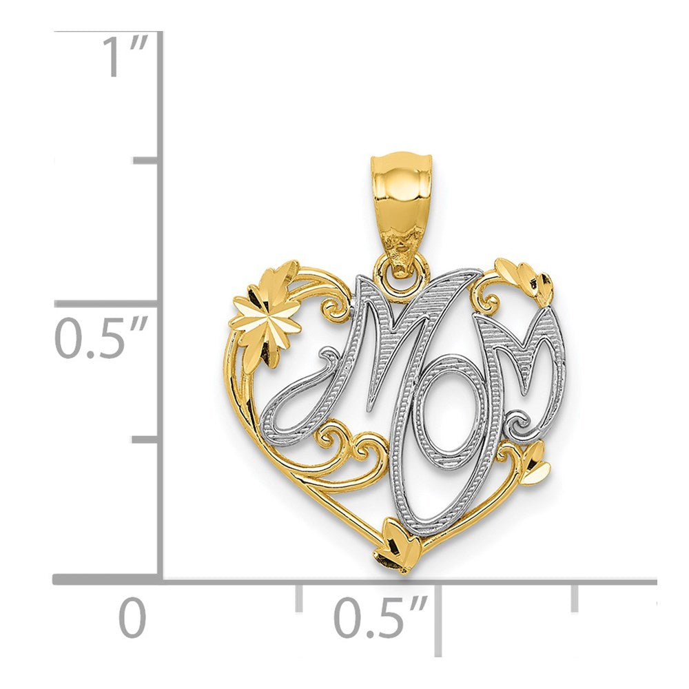 14K Gelb & Rhodium 14K und Rhodium Mama Anhänger