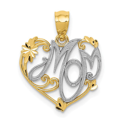 14K Gelb & Rhodium 14K und Rhodium Mama Anhänger