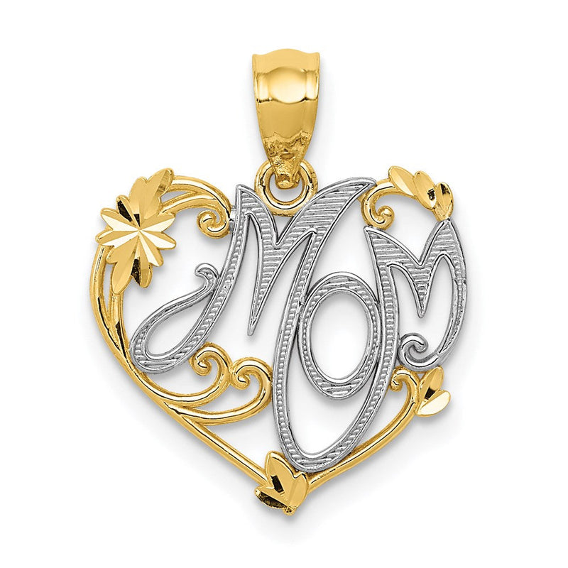 14K Gelb & Rhodium 14K und Rhodium Mama Anhänger