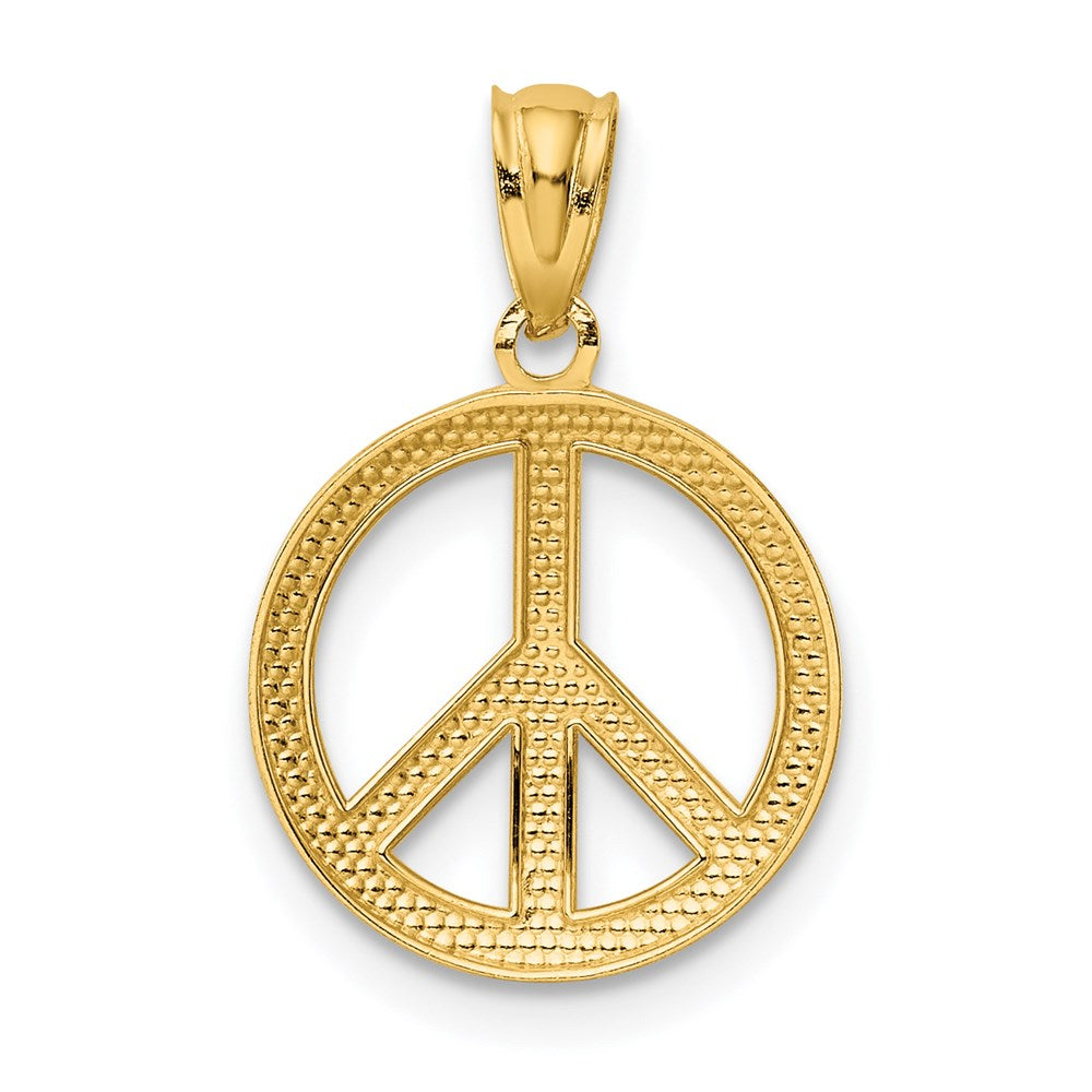 14K Gelbgold 14K Poliert Frieden Zeichen Kreis Anhänger