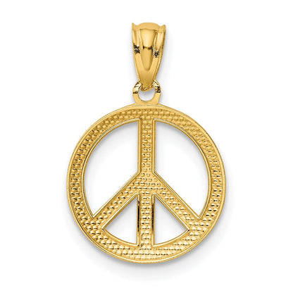 14K Gelbgold 14K Poliert Frieden Zeichen Kreis Anhänger