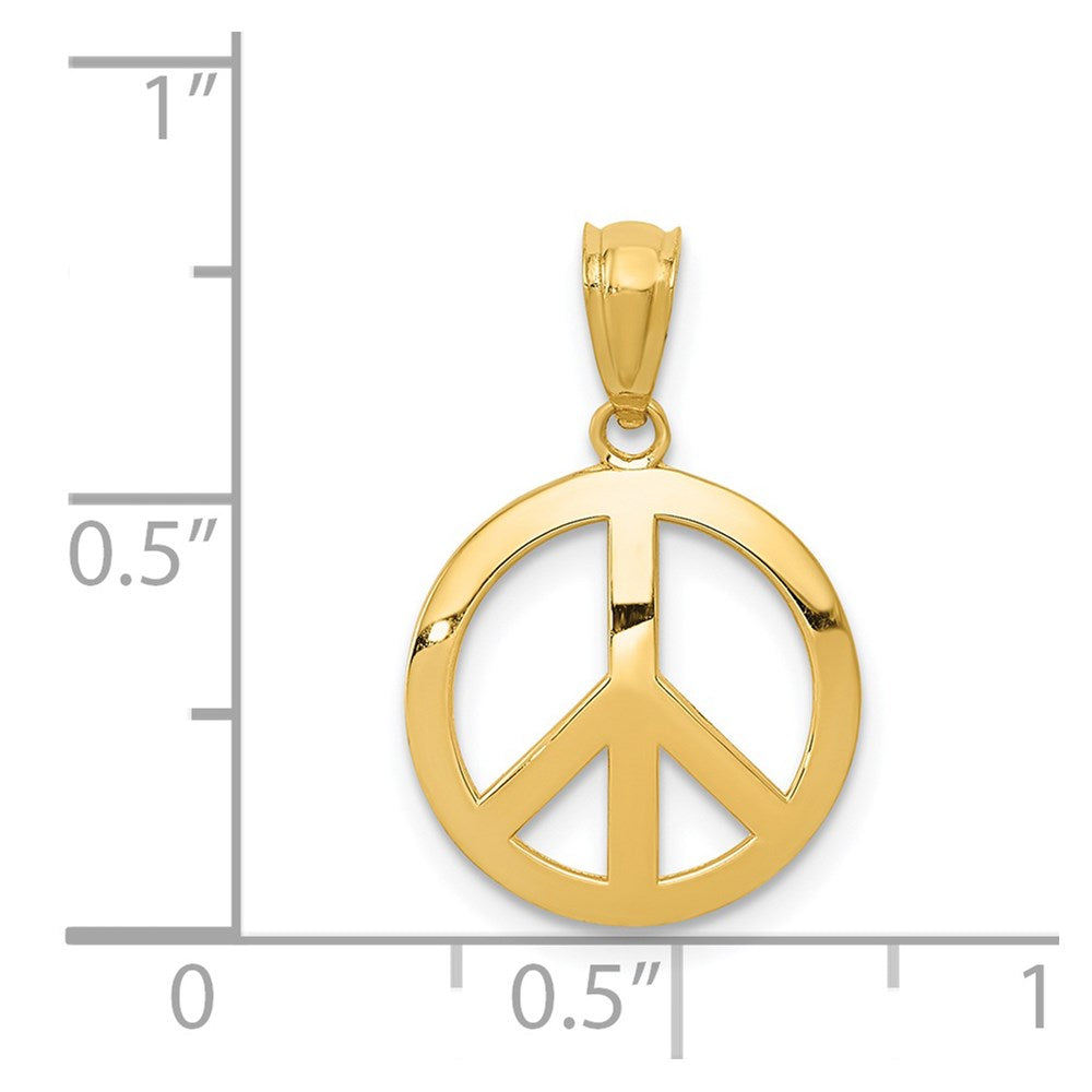 14K Gelbgold 14K Poliert Frieden Zeichen Kreis Anhänger