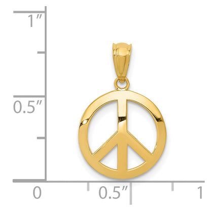 14K Gelbgold 14K Poliert Frieden Zeichen Kreis Anhänger