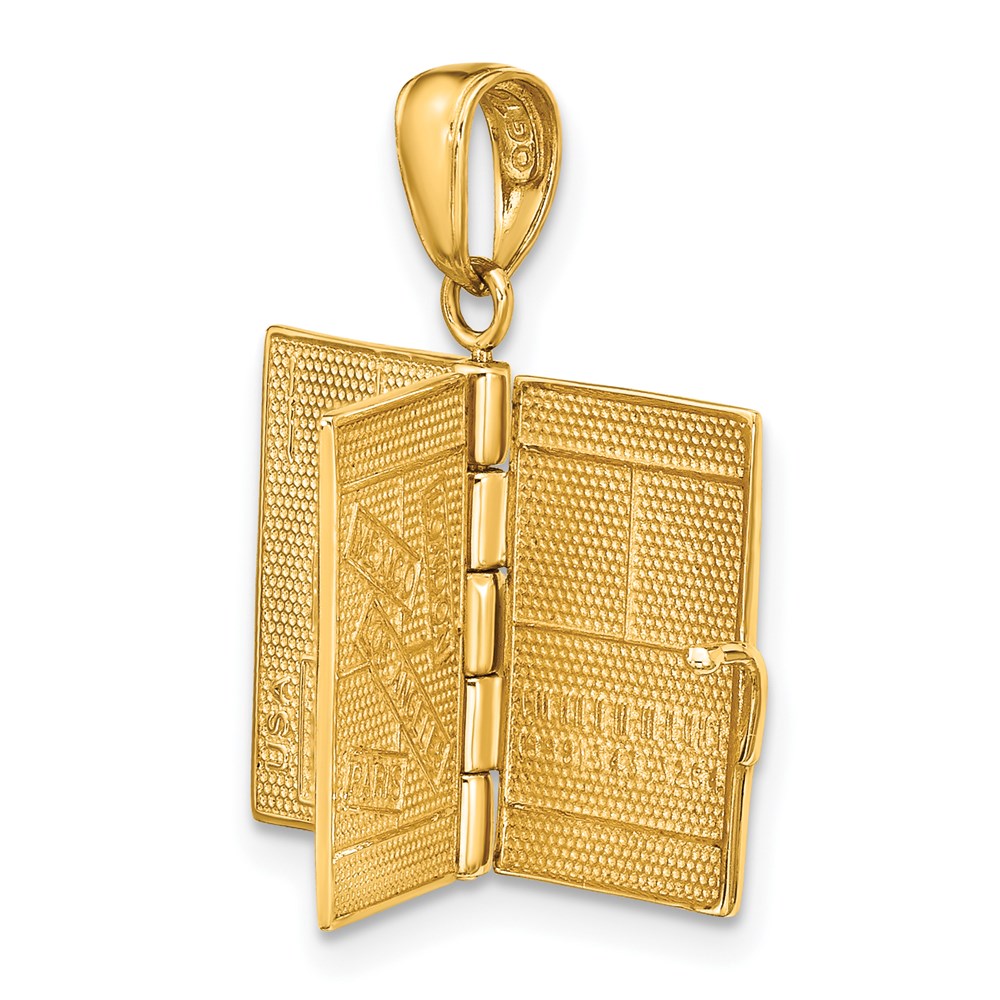 14K Gelbgold 14K Emaille 3-d Passport Opens Anhänger