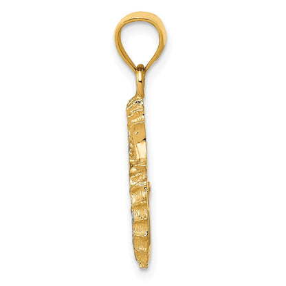 Anhänger „Seepferdchen" mit natürlichen Diamanten aus 14K Gelbgold