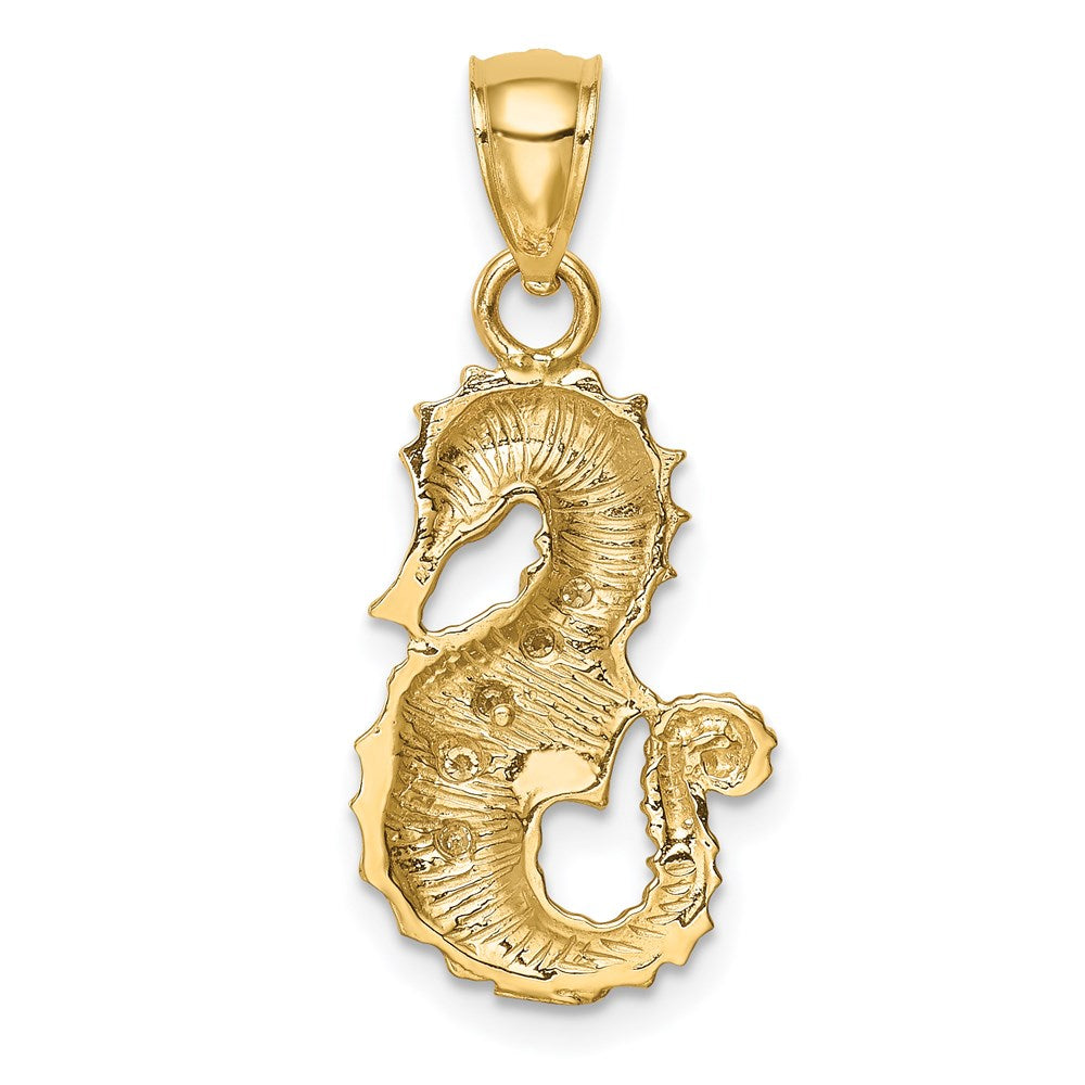 Anhänger „Seepferdchen" mit natürlichen Diamanten aus 14K Gelbgold