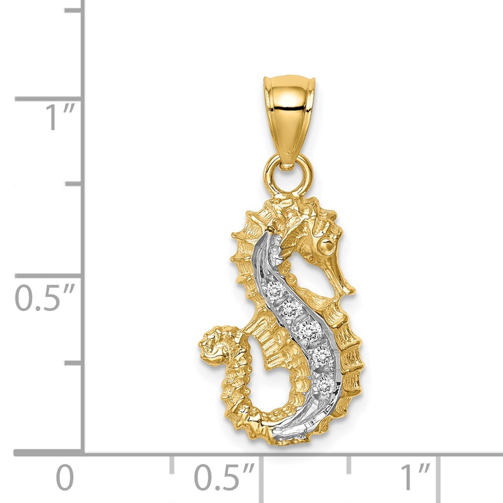 Anhänger „Seepferdchen" mit natürlichen Diamanten aus 14K Gelbgold