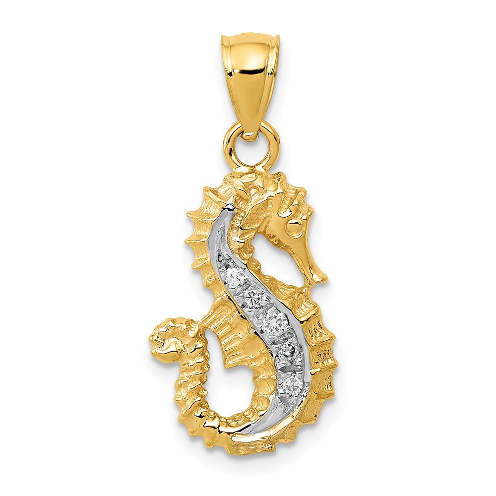 Anhänger „Seepferdchen" mit natürlichen Diamanten aus 14K Gelbgold