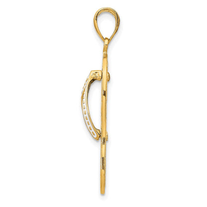 14K Gelbgold Zehentrenner-Anhänger mit Emaille, durchbrochenem Design und Meeresschildkröten
