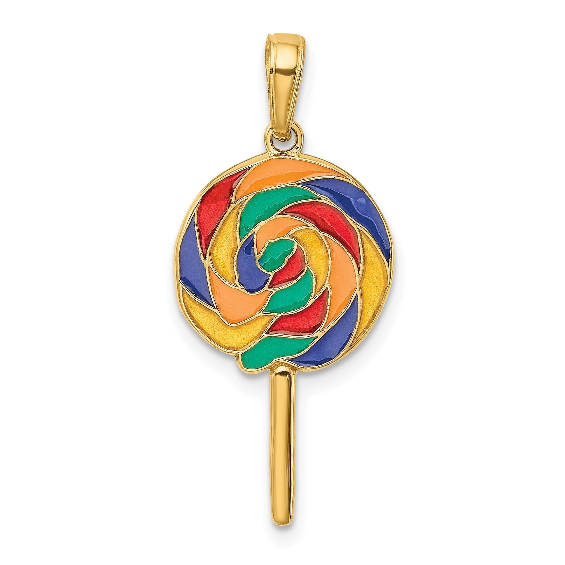 14K Gelbgold 3D-emaillierter Lolli-Anhänger