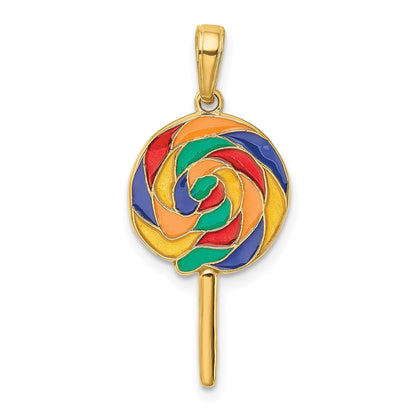 14K Gelbgold 3D-emaillierter Lolli-Anhänger