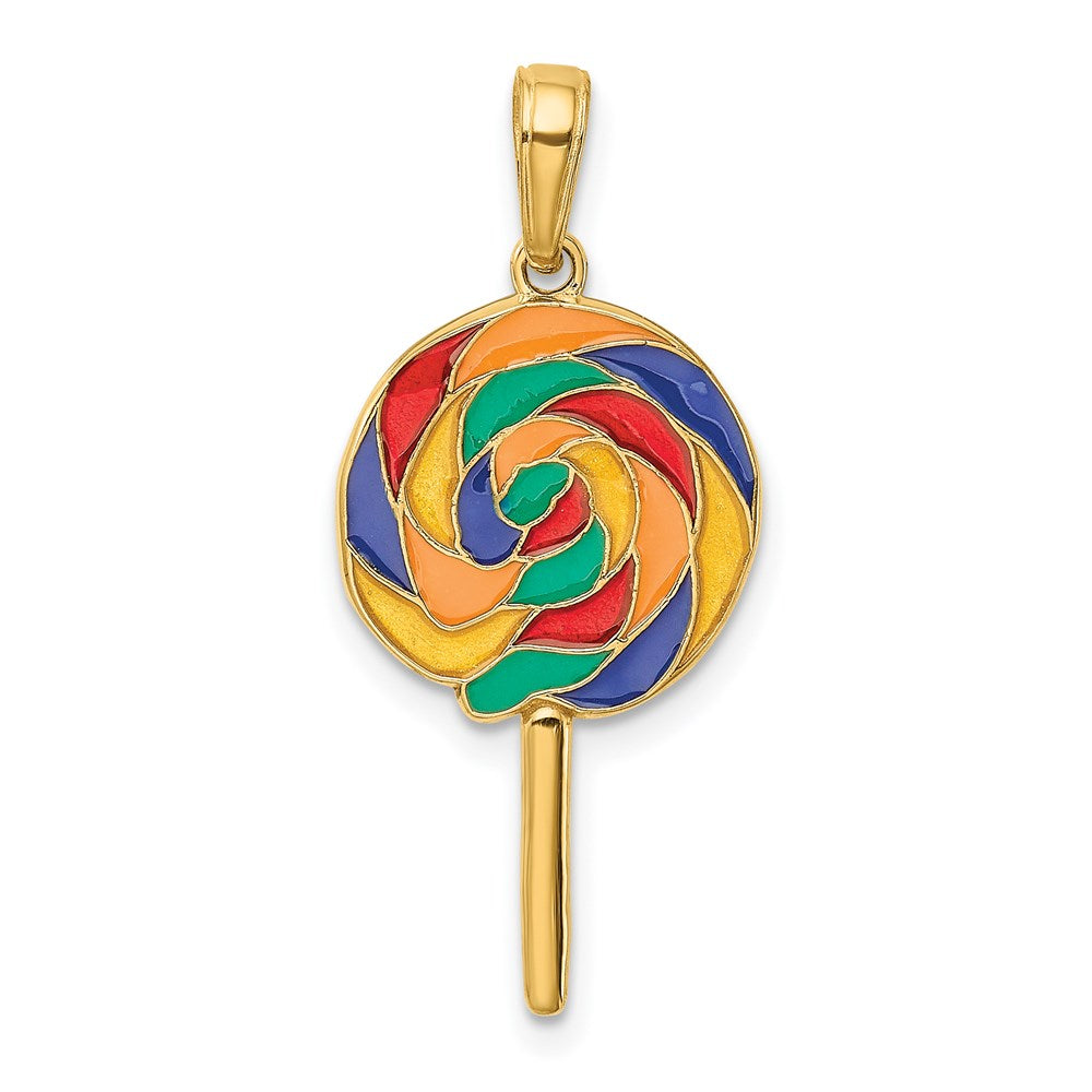 14K Gelbgold 3D-emaillierter Lolli-Anhänger